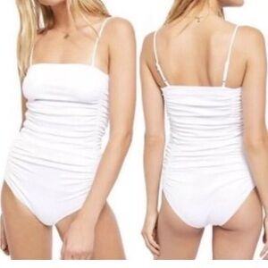 INTIMATELY FREE PEOPLE White On‎ Your Side Ruched bodysuit size small